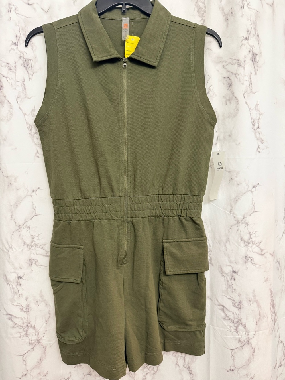 Mono B Olive Green Sleeveless Cargo Romper